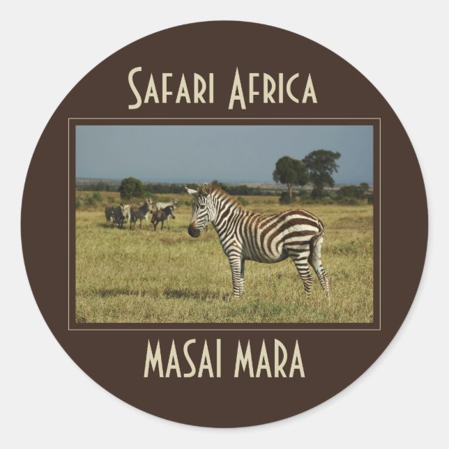 Migração de zebra adesivos de safari de vida selva (Frente)