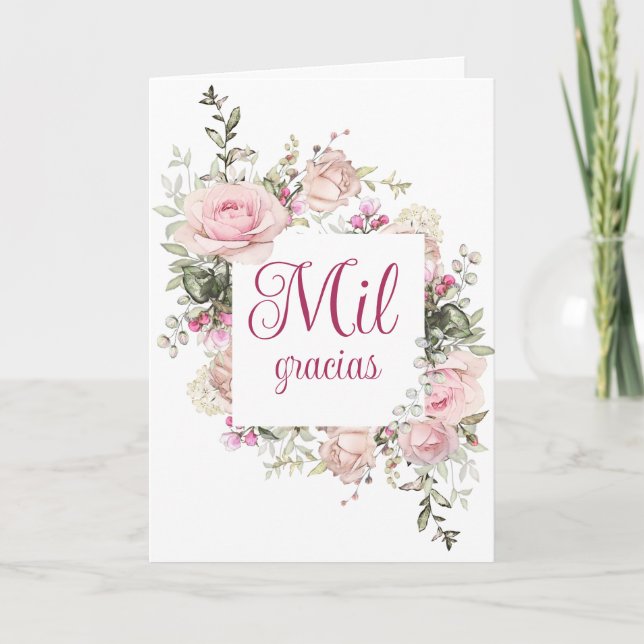 Mil Gracias, Tarjeta En Español, Cartões de agrade (Frente)