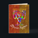 Milagres acontecem Cartões Menorah<br><div class="desc">Menorah colorida com o texto "Milagres Acontecem".  Arte de todos os lados.  Personalize seu dentro de saudação.  Cartão Chanukah.</div>