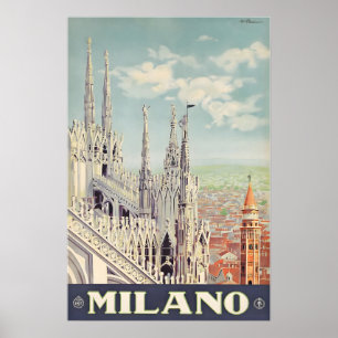 Milan Itália Arte Impressão Italiana Milano Cartaz