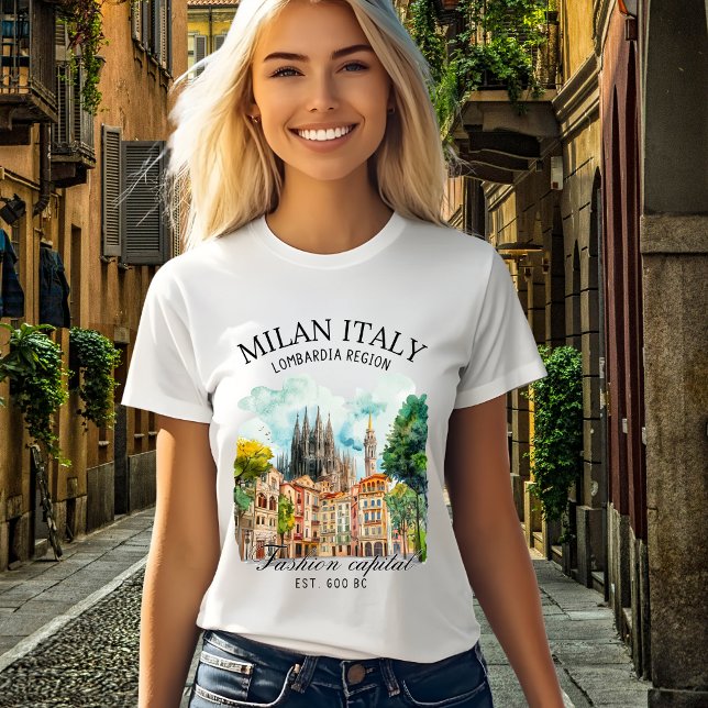 Milan Italy Watercolor Skyline – Fashion Capital  (Criador carregado)