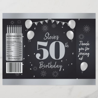 Milestone Birthday Silver Black Chip Bag Wrappers