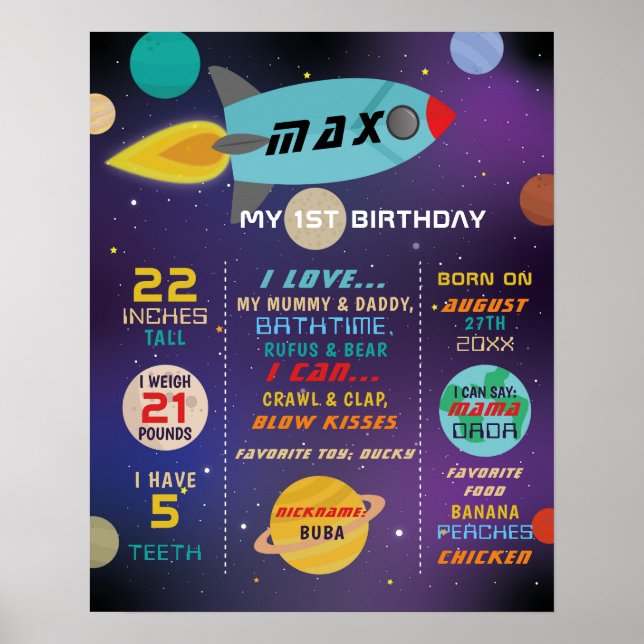 Milestone Space Galaxy Poster Boys 1 rua Rocket (Frente)