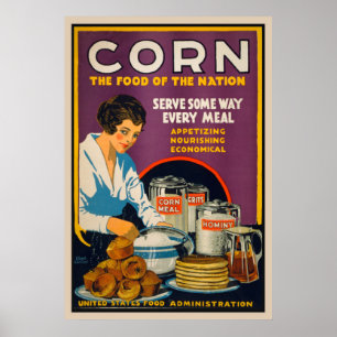 Milho - comida do poster vintage da nação