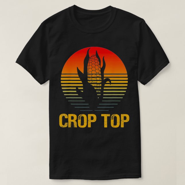 Milho Crop Top Funny Farmer Cultivando Milho Soma (Frente do Design)
