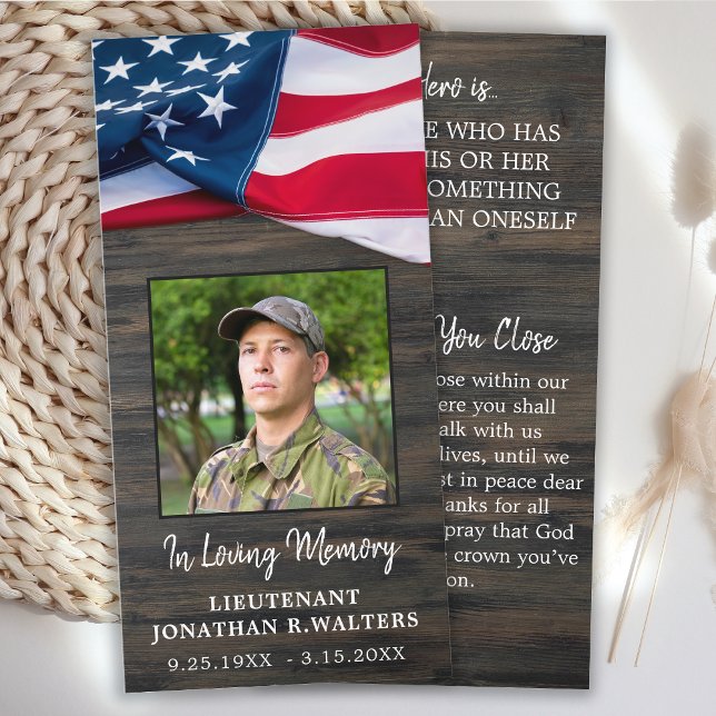 Military Memorial Prayer Card Fallen Soldier Photo (Criador carregado)