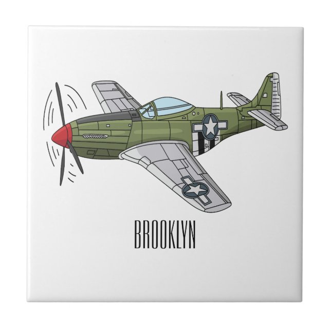 Military plane cartoon illustration (Frente)