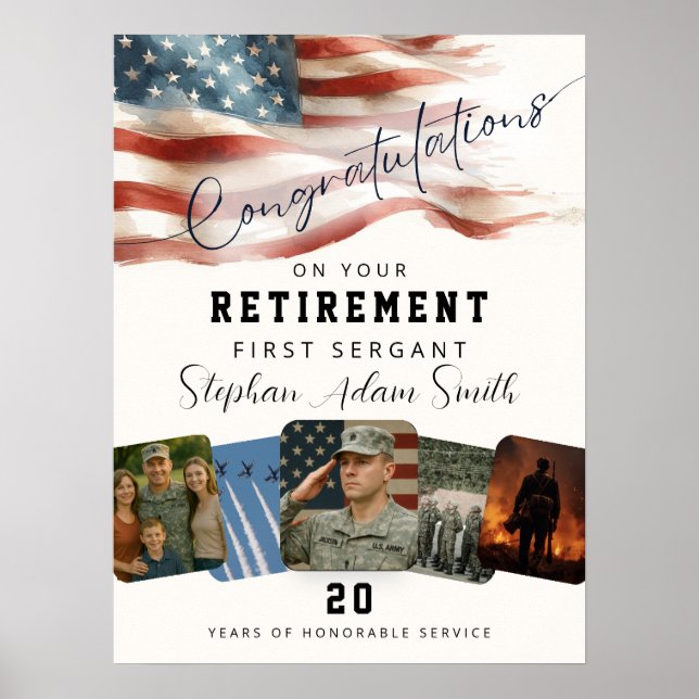 Military Retirement Congratulations Poster (Frente)