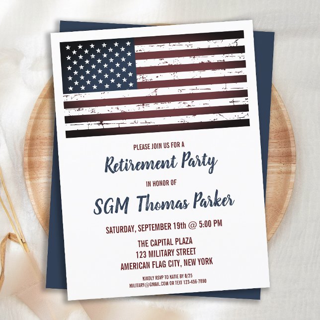 Military Retirement USA Flag Budget Invitation (Criador carregado)