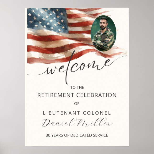 Military Retirement Welcome Poster with Photo (Frente)