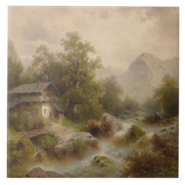 Mill on a Mountain Stream (por Albert Rieger) (Frente)