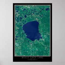 Mille Lacs Lake Minnesota Satellite Poster Map