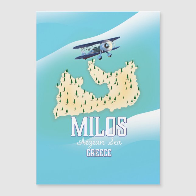 Milos, ilha grega Mapa arte de pôster de viagem. (Frente)