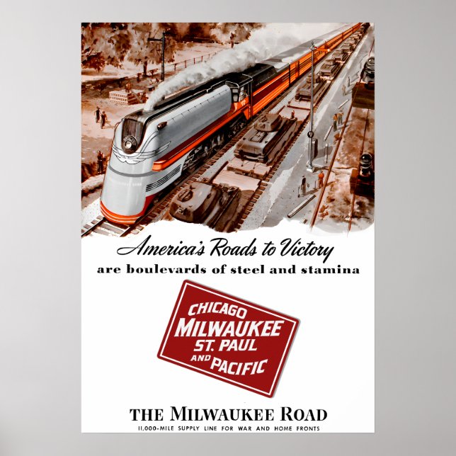 Milwaukee Road poster da Segunda Guerra Mundial (Frente)