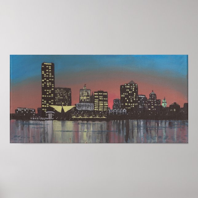 Milwaukee Skyline Painting Impressão (Frente)