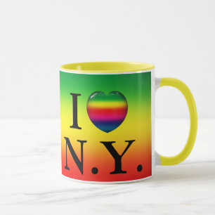 Mim caneca da N.Y. do amor do arco-íris do coraç