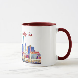 Mim caneca do esboço da cor de Philly do coraçã
