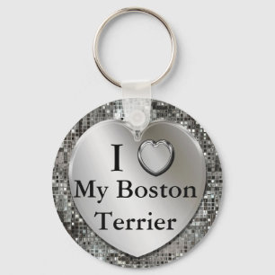 Mim coração (amor) meu chaveiro de Boston Terrie