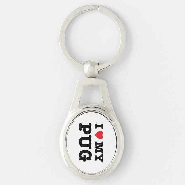 Mim coração meu chaveiro do metal do Pug (Frente)