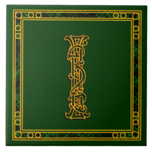 Mim monograma "ouro irlandês" em azulejos verdes