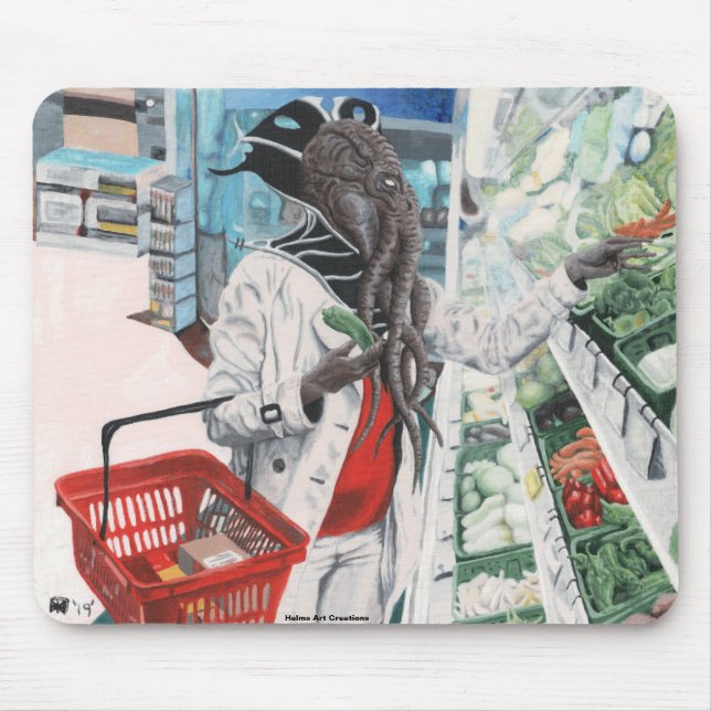 Mind Flayer Grocery Comprando Fantasy Art Mousepad (Frente)
