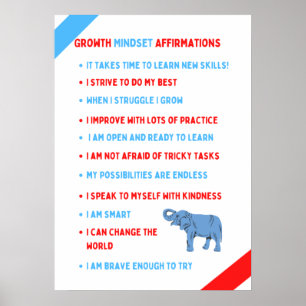 Mindset de crescimento afirma Poster