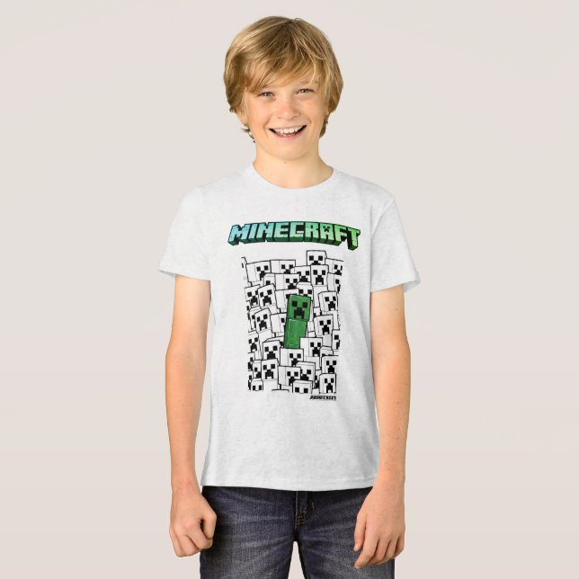 Minecraft Boys Mesh Impressão Tee - Branco (Frente Completa)