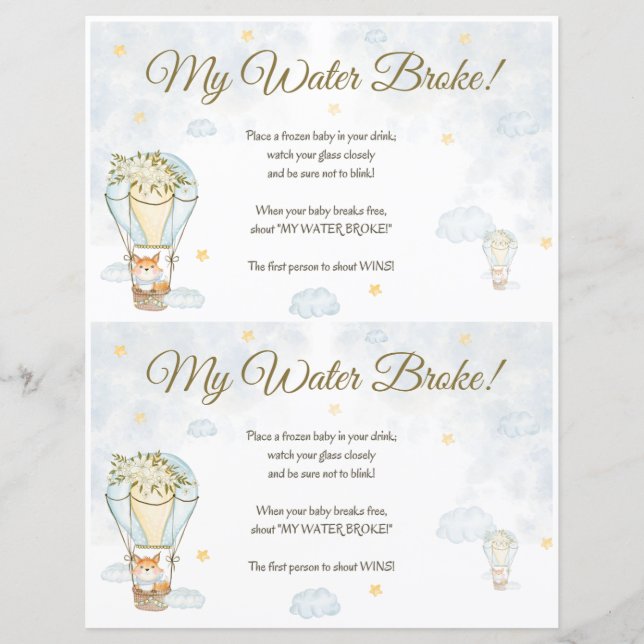 Minha Água Quebrou! Jogo do chá de fraldas (Frente)