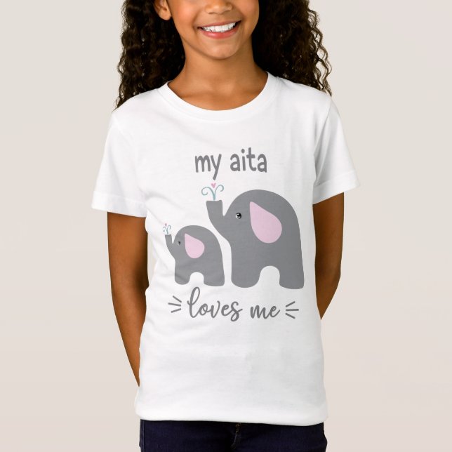 Minha Aita me ama - Camisa elefante para crianças (Frente)