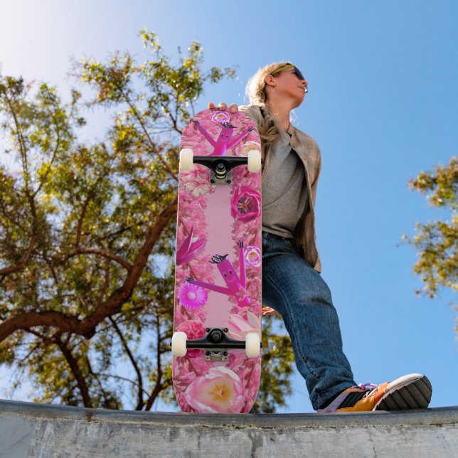 Minha Bela Skateboard de Vida Floral Rosa (Ao ar livre 1)