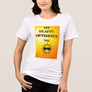 MINHA BELEZA SUPERA A CAMISA FEMININA DE MANGA CUR