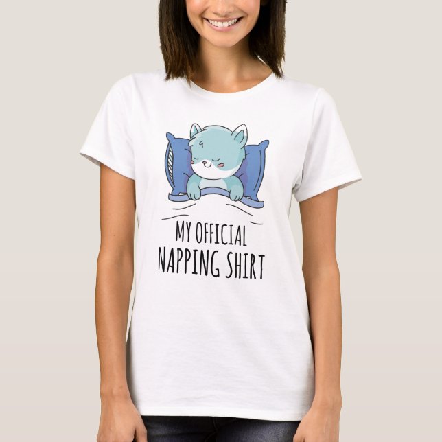 Minha camisa de dormir com gato dormindo (Frente)