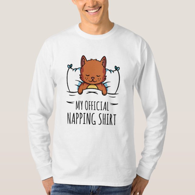 Minha camisa de dormir com gato dormindo (Frente)