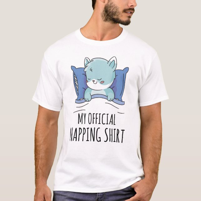 Minha camisa oficial para soneca com gato dormindo (Frente)
