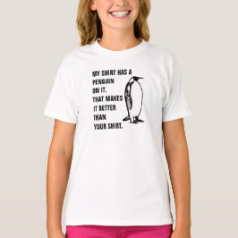 Minha camisa tem um pinguim nela. Isso fá-la