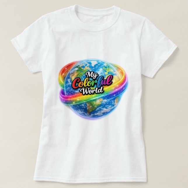 Minha Camiseta Globo Arco-Íris Colorido. (Frente do Design)