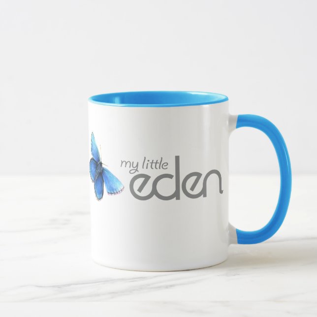 minha caneca azul pequena da borboleta de eden (Direita)