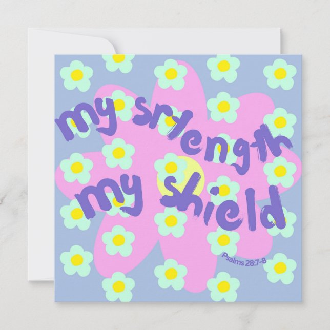 Minha Força, Meu Escudo Encorajar Cartão Cristão (Frente)