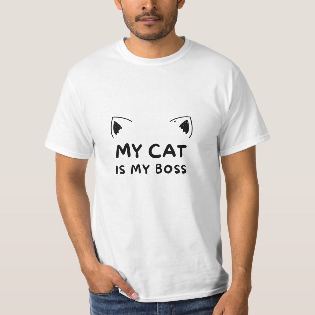 Minha Gata é Minha Chefe - Camiseta Engraçada para (Frente)