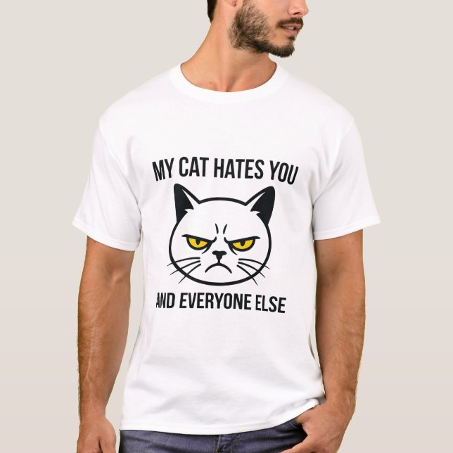 Minha Gata Te Odeia Camiseta | Caneca para Dono de (Frente)