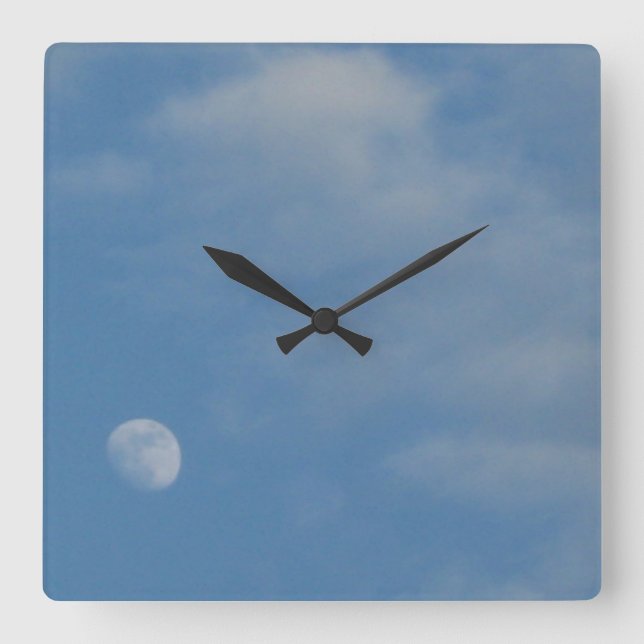 Minha Lua do Dia - Relógio Quadrado Decorativo (Frente)