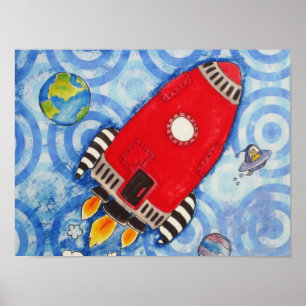 Minha lua Rocket no impressão vermelho