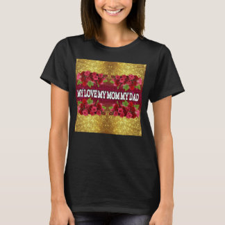 Minha Mãe Meu Pai Camiseta Floral Dourada Meu Amor