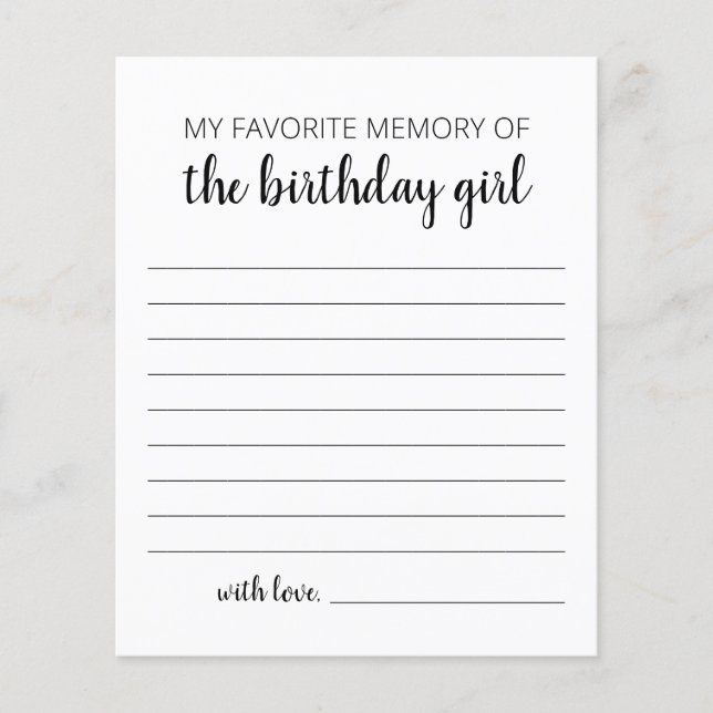 Minha Memória Favorita Da Rapariga De Aniversário (Frente)