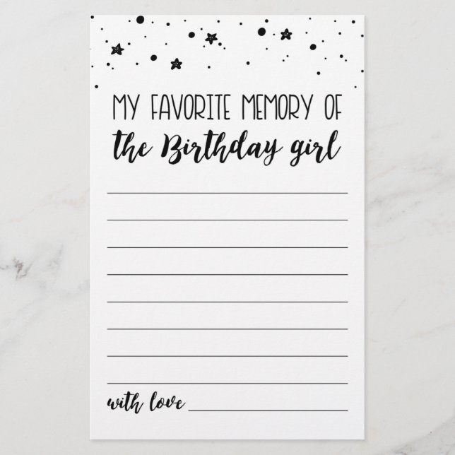 Minha memória favorita do jogo da garota de aniver (Frente)