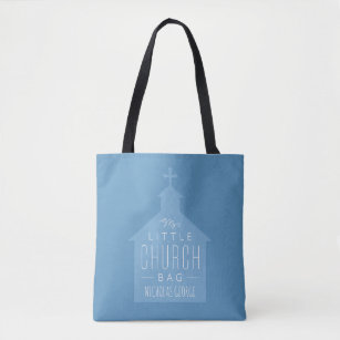 Minha pequena sacola da igreja, bolsa azul e fofo 