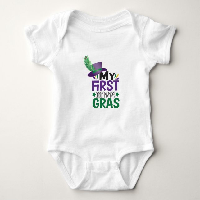Minha Primeira Camiseta Mardi Gras, Bebê De Camisa (Frente)