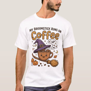 Minha Vassoura Funciona com Café Camiseta de Bruxa