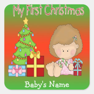 Minhas primeiras etiquetas do quadrado da menina