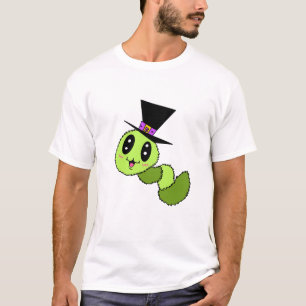 Minhoca Fofa com Camisa de Homem de Chapéu